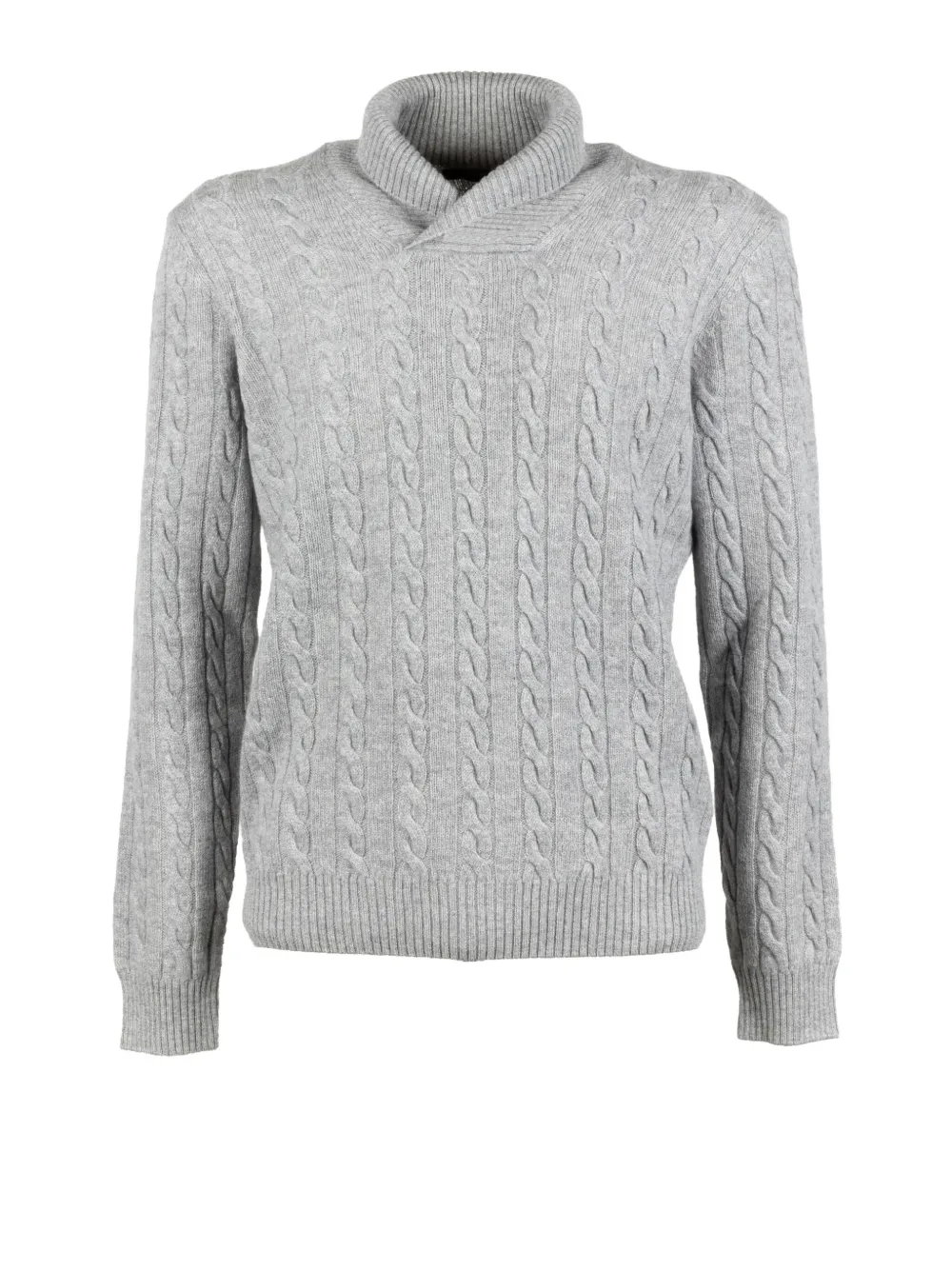 Moorer cable-knit shawl-collar sweater - Grijs