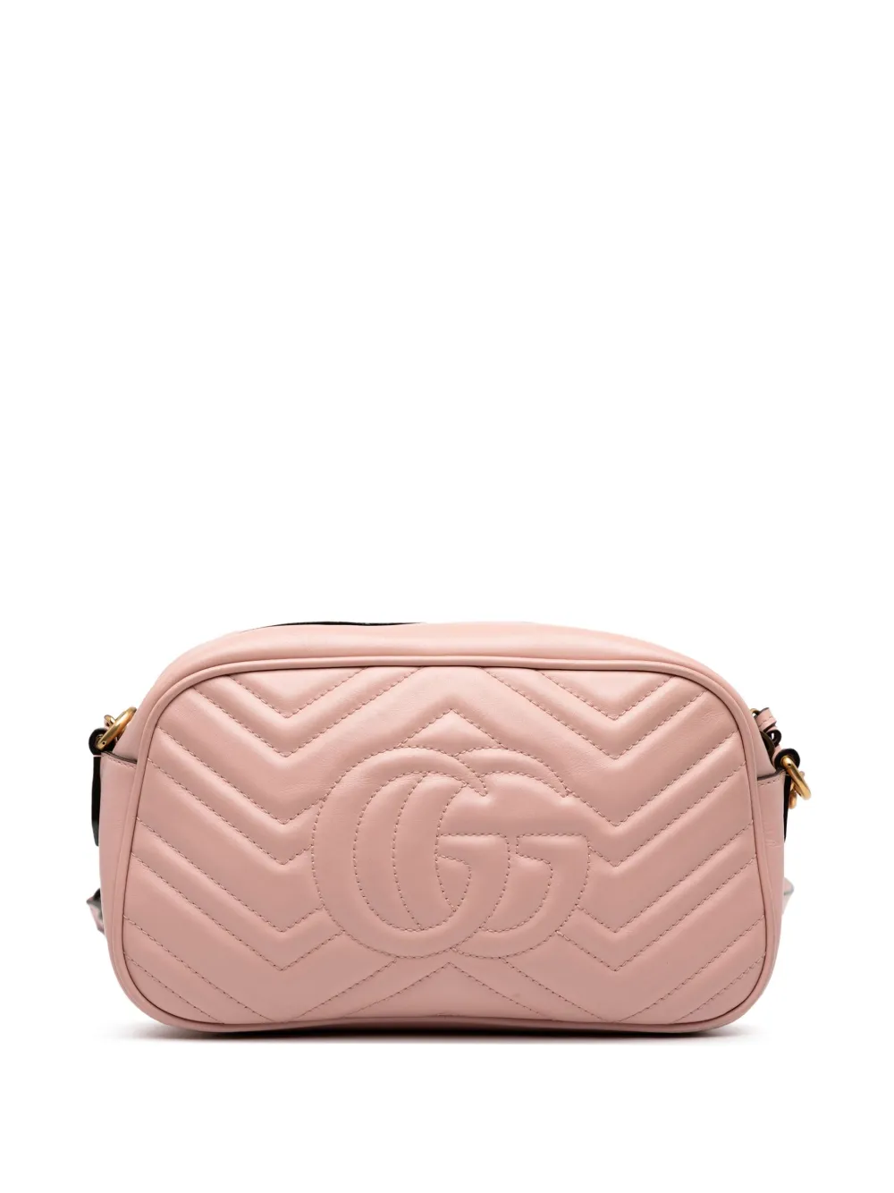 Pre-owned Gucci 2016-2025 Small Gg Marmont Matelasse Leather Crossbody Bag In Pink