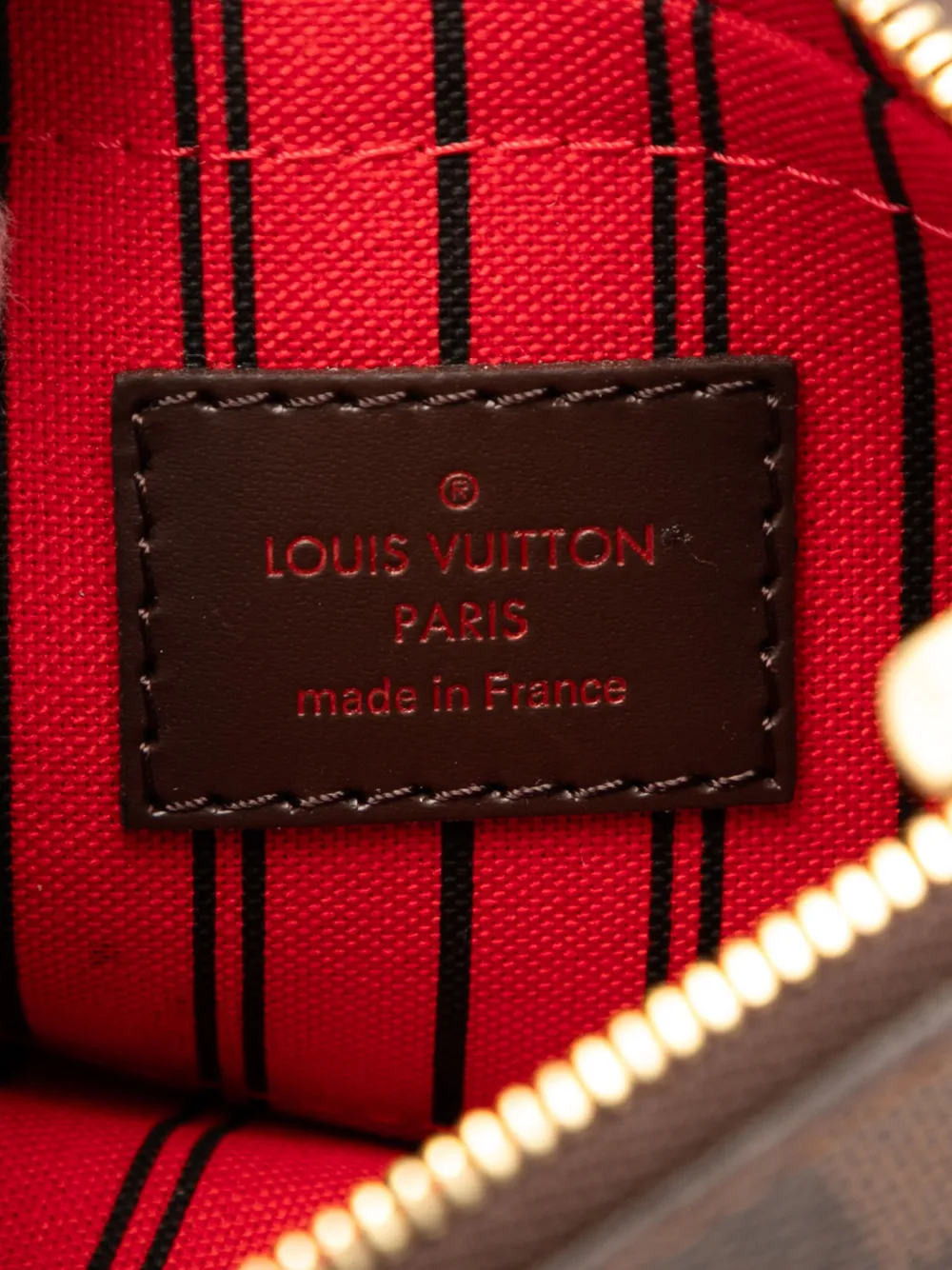 Pre-owned Louis Vuitton 2014 Damier Ebene Neverfull Pm Pouch In Brown