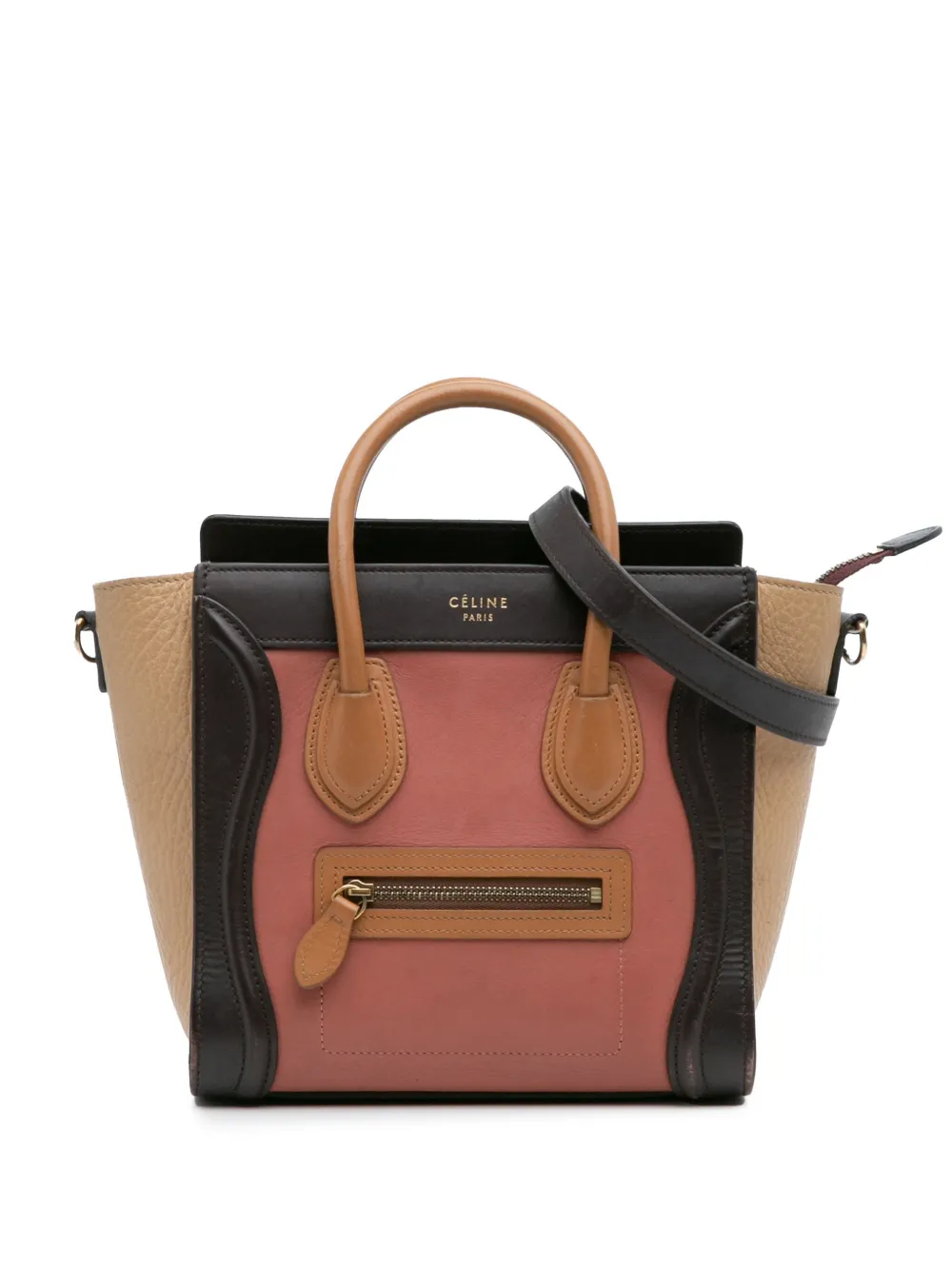 Celine Pre-Owned 2015 ナノ トリコロール レザー ラゲージ トート サッチェルバッグ - マルチカラー Celine Pre-Owned 2015 ナノ トリコロール レザー ラゲージ トート サッチェルバッグ - マルチカラー