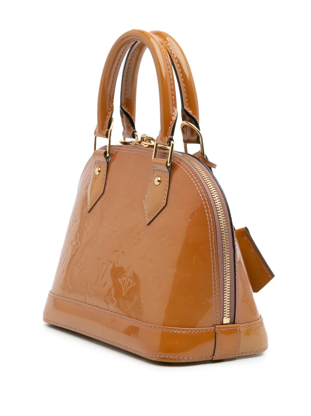 Pre-owned Louis Vuitton 2012 Monogram Vernis Alma Bb Satchel In Brown