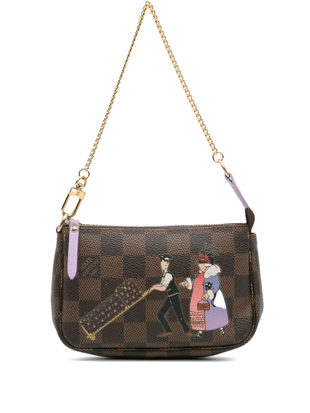 Louis Vuitton Pre-Owned 2011 ダミエ エベヌ イリュストレ ミニ ポシェット アクセソワール ハンドバッグ - Louis Vuitton Pre-Owned 2011 ダミエ エベヌ イリュストレ ミニ ポシェット アクセソワール ハンドバッグ -
