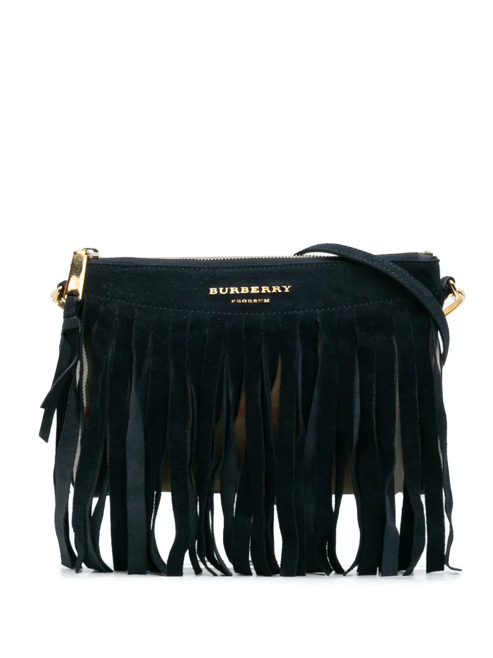 Pre-owned Burberry 2012-2025 Suede Peyton Fringe Crossbody Bag In Brown