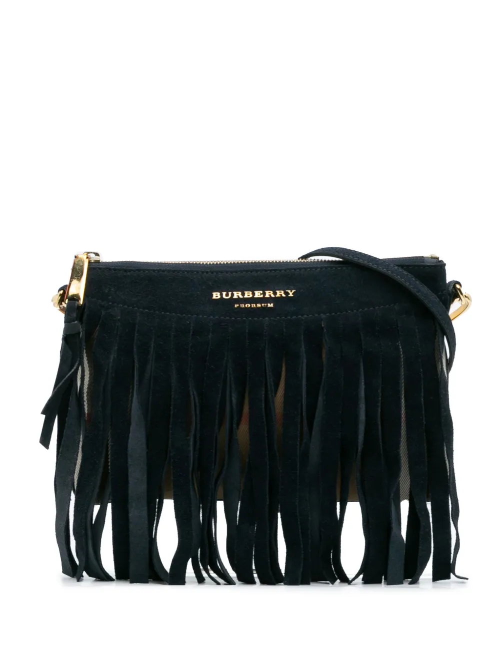 Burberry Pre-Owned Borsa a tracolla Peyton in pelle scamosciata con frange 2012-2025 - Marrone