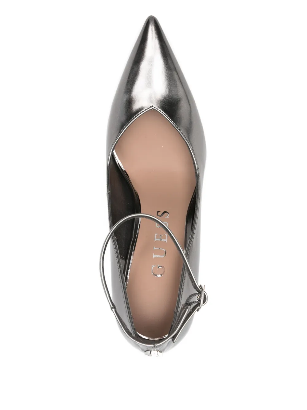 Guess Usa Ankle-strap Pointed Pumps In Gray