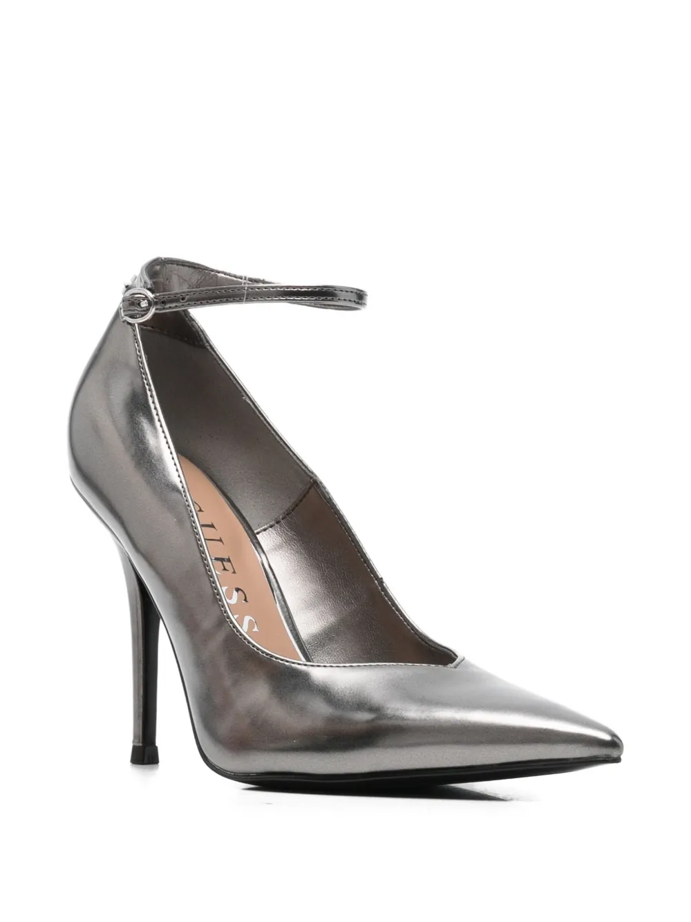 Guess Usa Ankle-strap Pointed Pumps In Gray