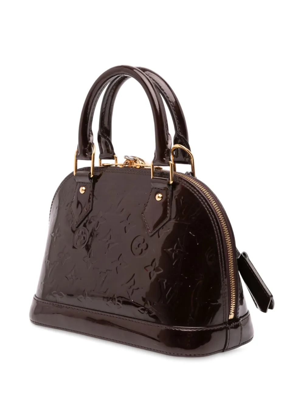 Pre-owned Louis Vuitton 2013 Monogram Vernis Alma Bb Satchel In Purple