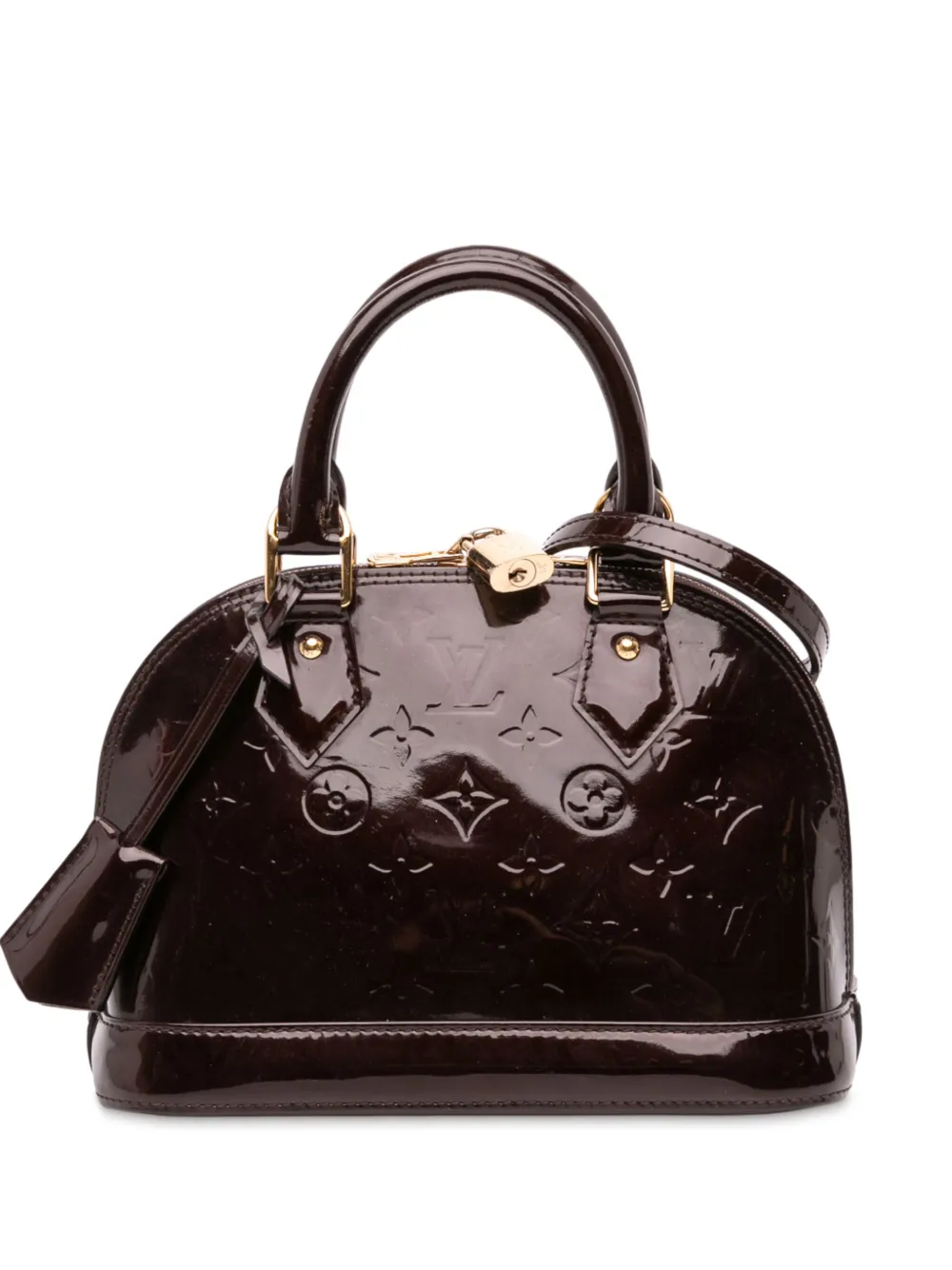 Pre-owned Louis Vuitton 2013 Monogram Vernis Alma Bb Satchel In Purple