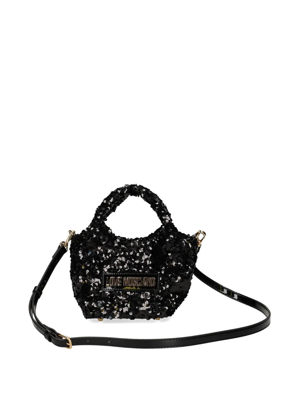 Love Moschino Mini Sequin Top-handle Tote Bag In Black