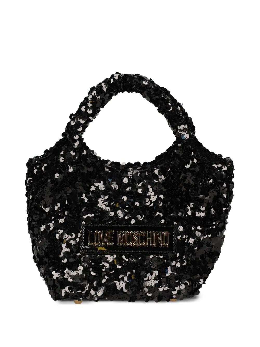 Love Moschino mini sequin top-handle tote bag - Nero