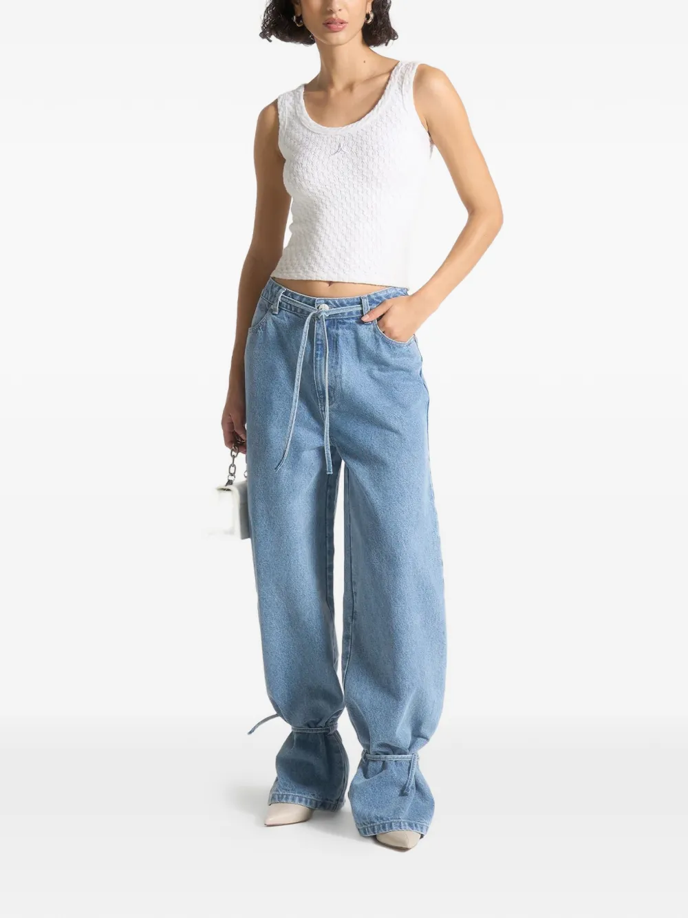 Manière De Voir Faye denim jeans met gestrikte enkels - Blauw