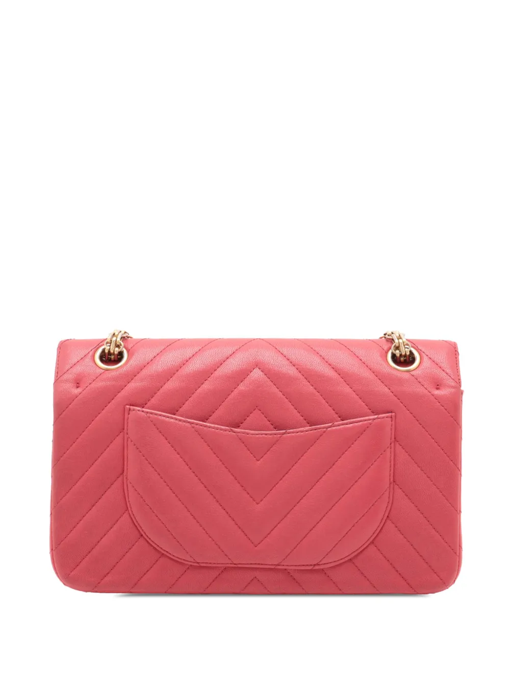 Pre-owned Chanel 2016-2017 Reissue 2.55 Chevron Lambskin Double Flap 225 Shoulder Bag In Red