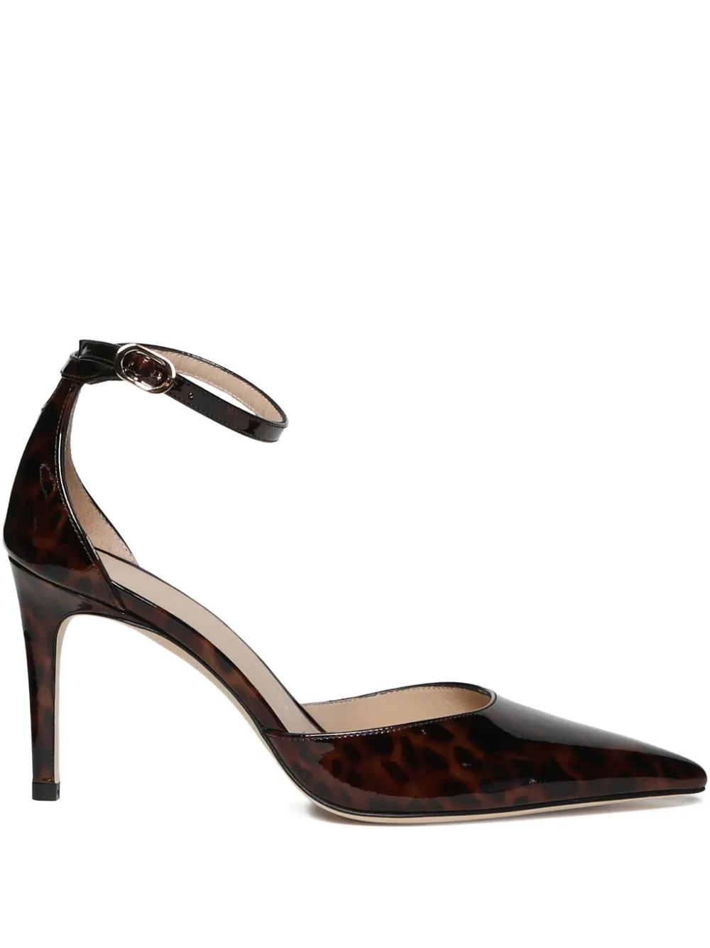 Stuart Weitzman 85mm Ankle Strap Pointed Pumps In Brown