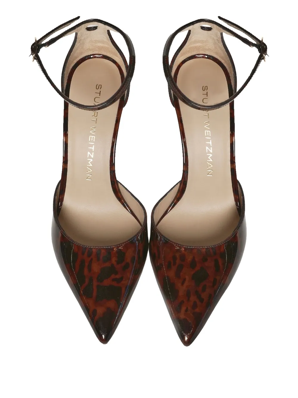 Stuart Weitzman 85mm Ankle Strap Pointed Pumps In Brown
