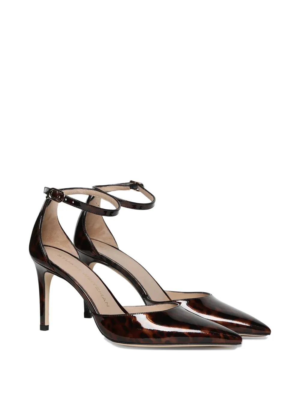 Stuart Weitzman 85mm Ankle Strap Pointed Pumps In Brown