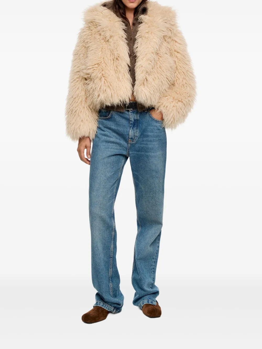 Bimba Y Lola Faux-fur Coat In Neutral