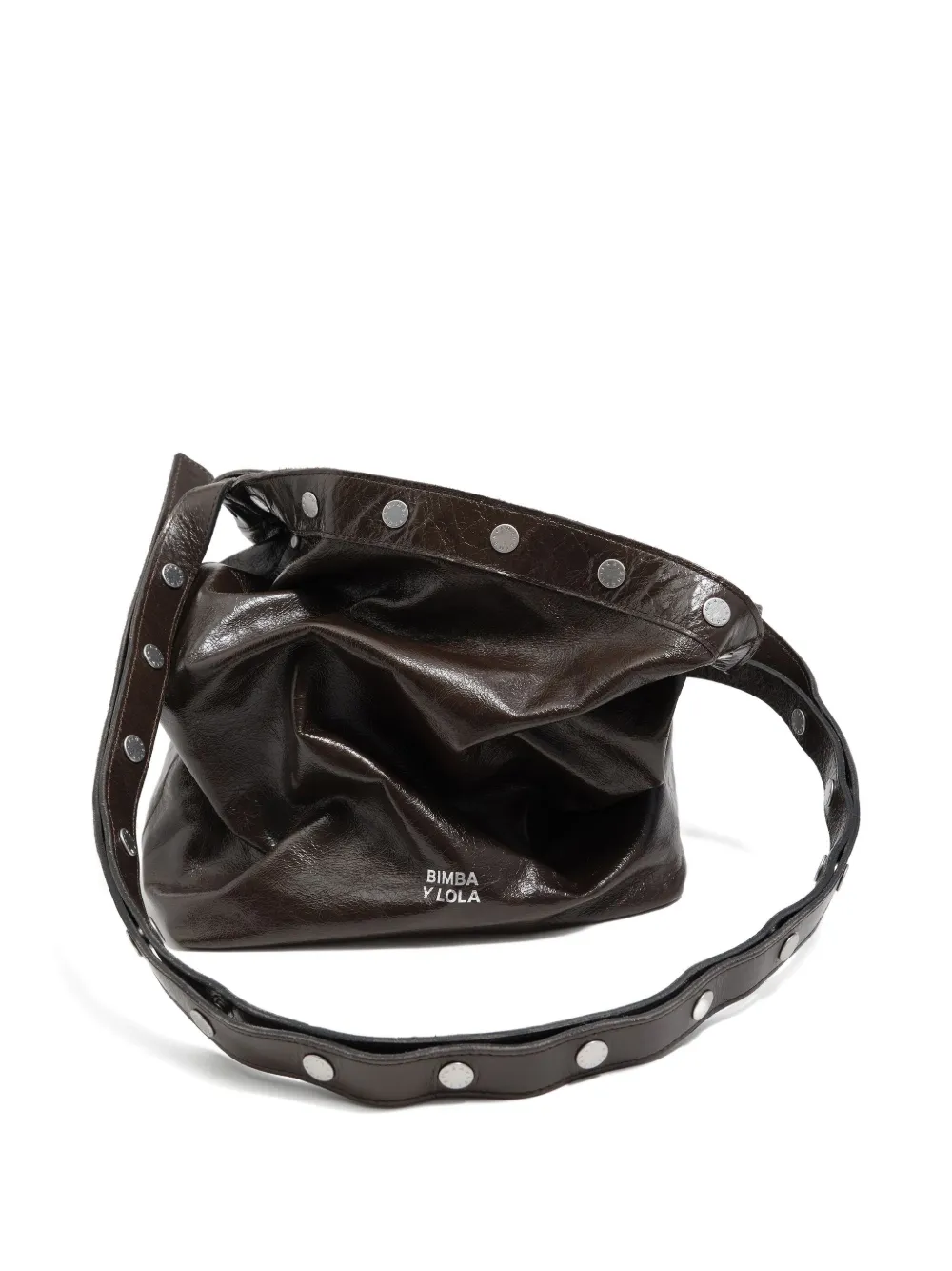 Bimba Y Lola Studded Shoulder Bag In Brown