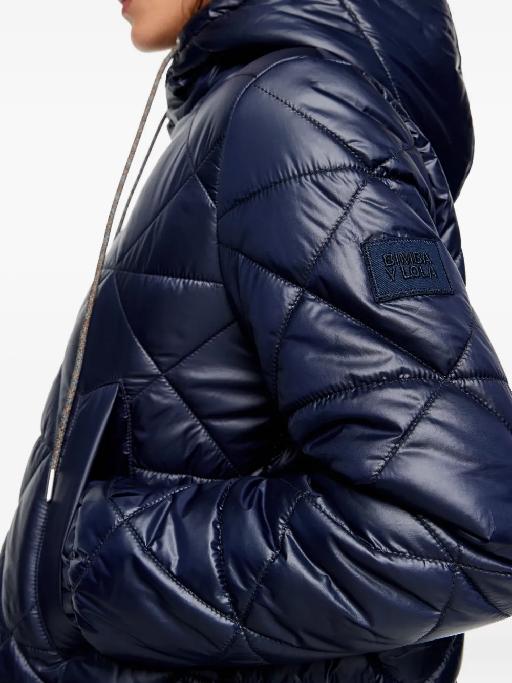 Bimba Y Lola Quilted Hooded Coat In Blue