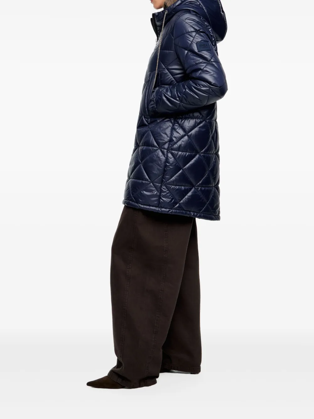 Bimba Y Lola Quilted Hooded Coat In Blue