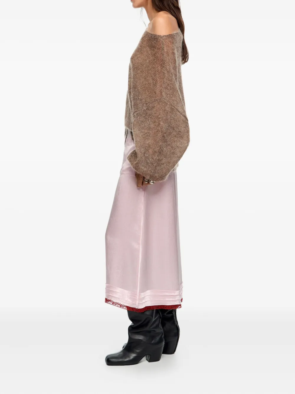 Bimba Y Lola Pocket Lace Midi Skirt In Pink