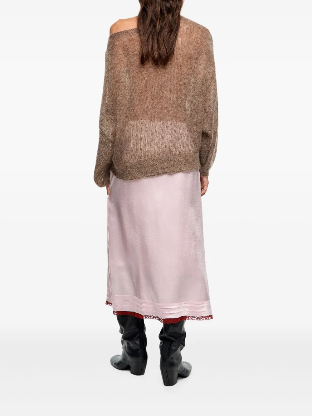 Bimba Y Lola Pocket Lace Midi Skirt In Pink