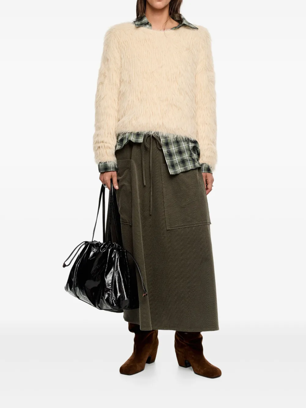 Bimba y Lola Midi-rok met trekkoord - Groen