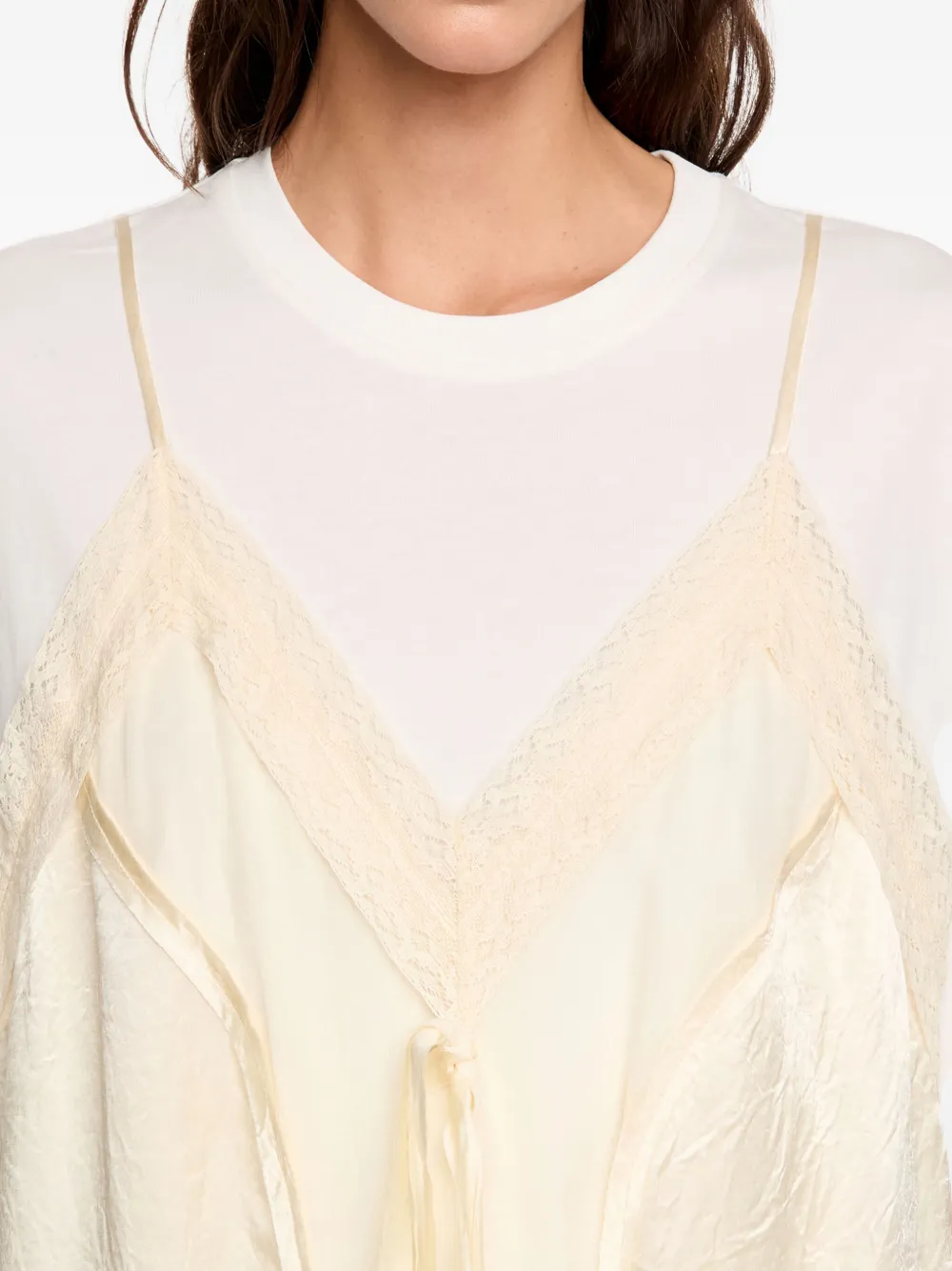 Bimba Y Lola Lace-trim T-shirt In Neutral