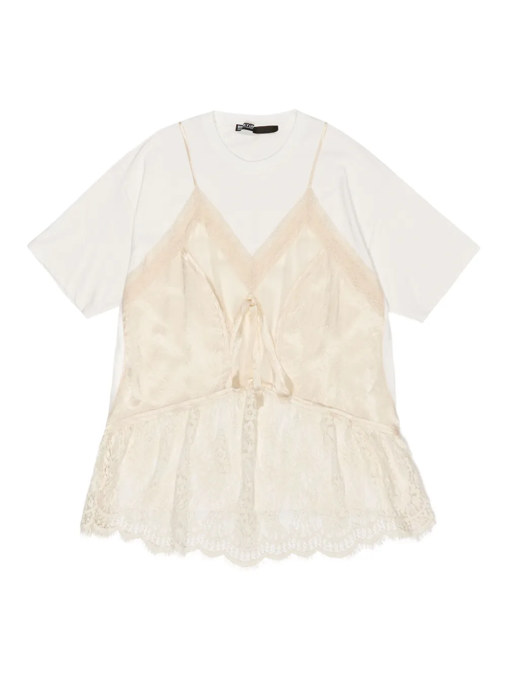 Bimba Y Lola Lace-trim T-shirt In Neutral