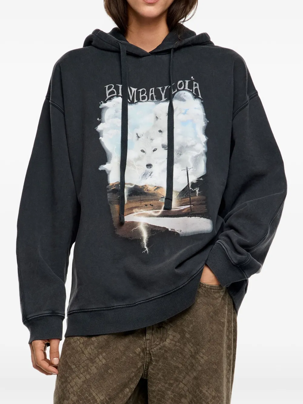 Bimba Y Lola Graphic Hoodie In Gray