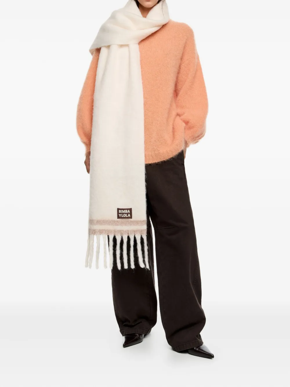 Bimba y Lola Sjaal met franje - Beige