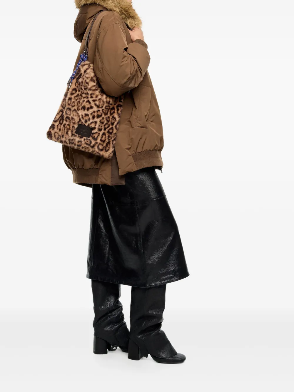 Bimba y Lola Schoudertas met luipaardprint - Bruin