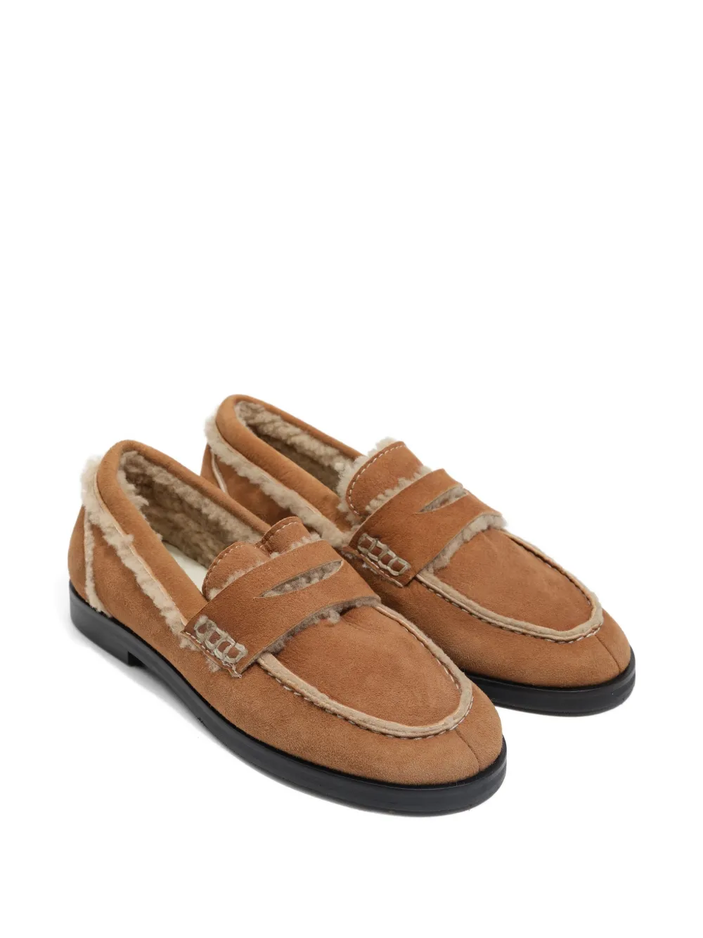 Bimba y Lola Leren loafers met bandje - Bruin
