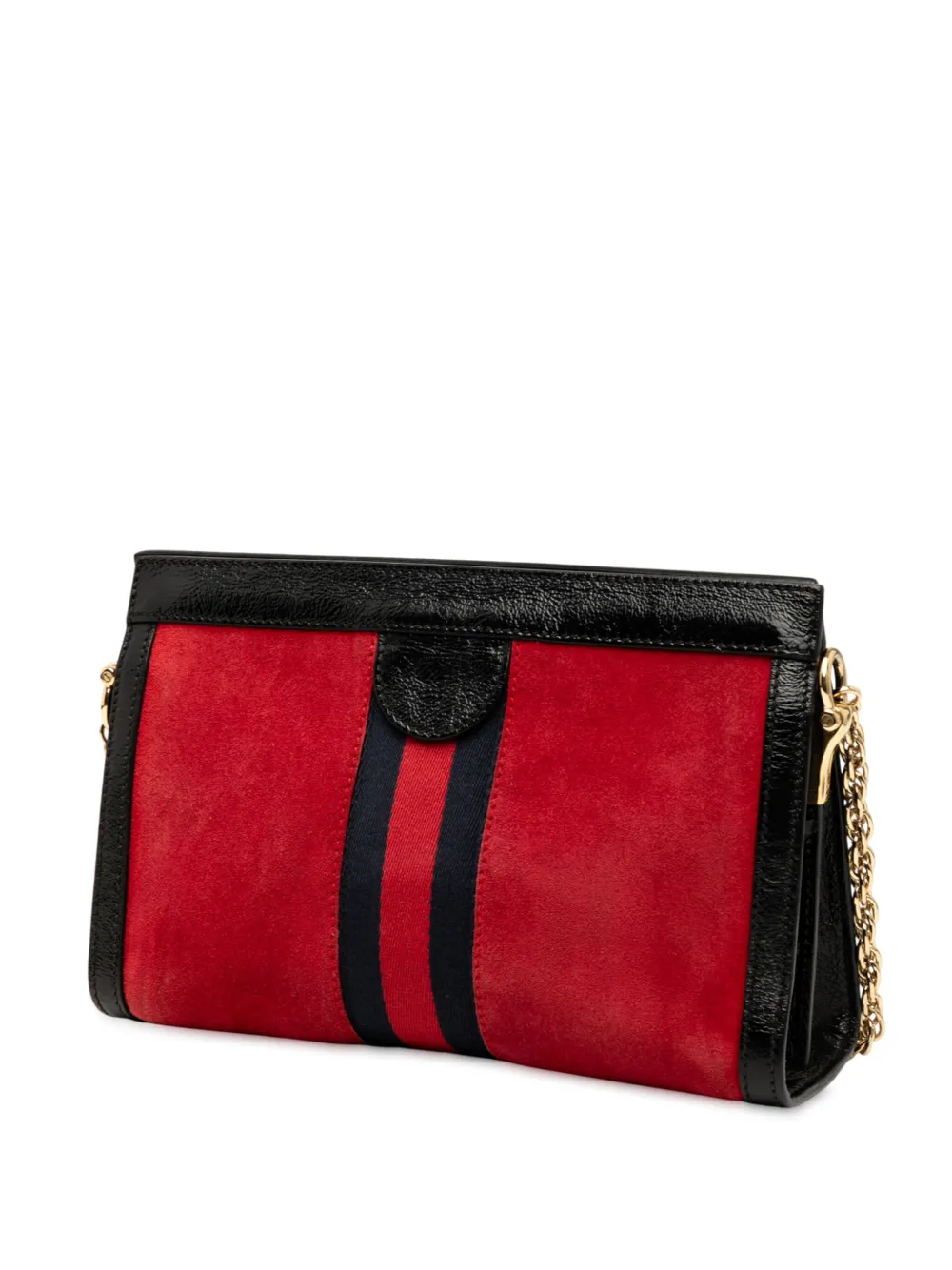 Pre-owned Gucci 2016-2025 Small Suede Ophidia Chain Crossbody Bag In Red