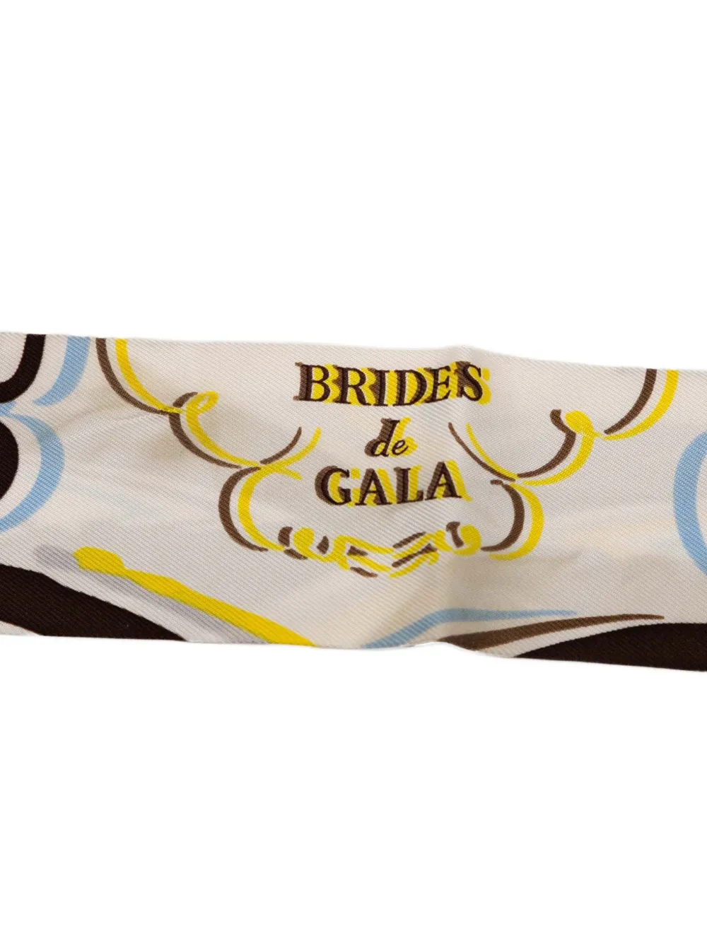Pre-owned Hermes 2019-2025 Brides De Gala Shadow Silk Twilly Scarf Scarves In White