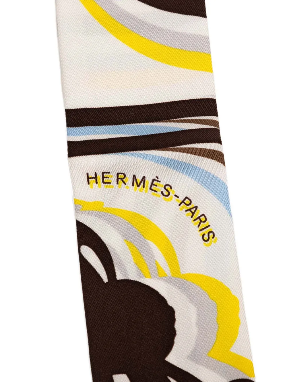 Pre-owned Hermes 2019-2025 Brides De Gala Shadow Silk Twilly Scarf Scarves In White