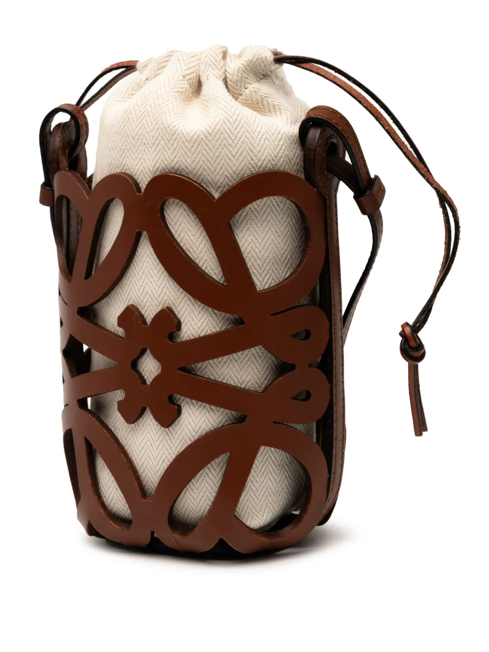 Pre-owned Loewe 2024 Anagram Leather Cut Out Pocket Crossbody Bag In Brown