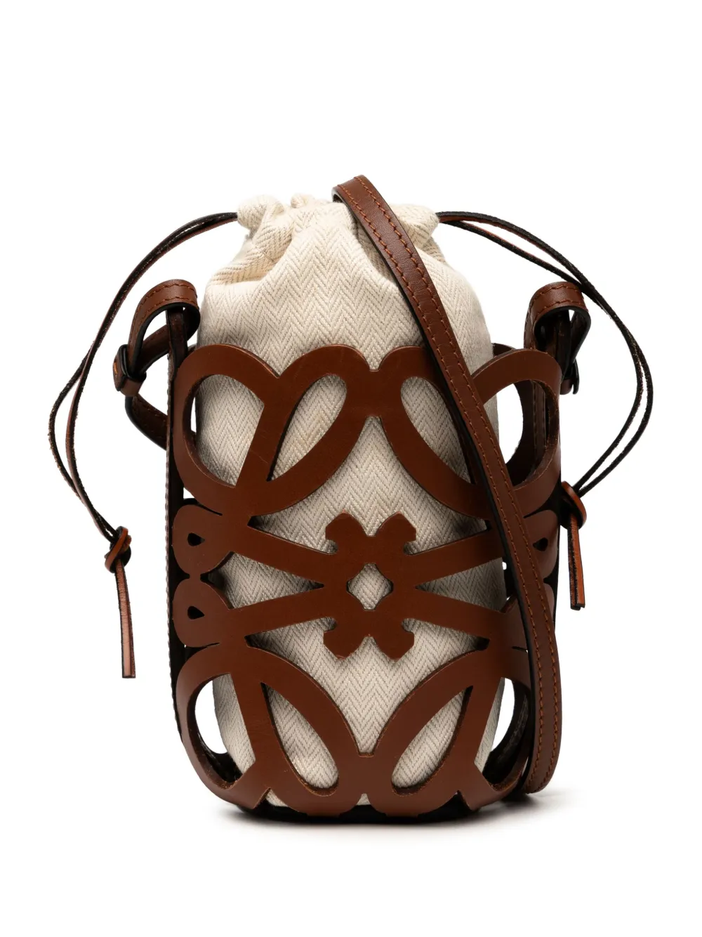 Pre-owned Loewe 2024 Anagram Leather Cut Out Pocket Crossbody Bag In Brown