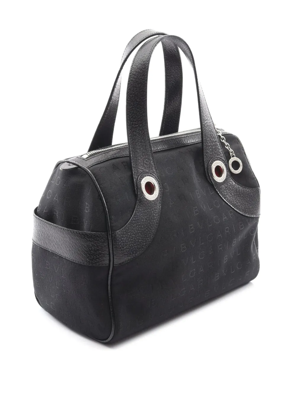 Pre-owned Bvlgari 2010-2025 Logomania Canvas Handbag In Black