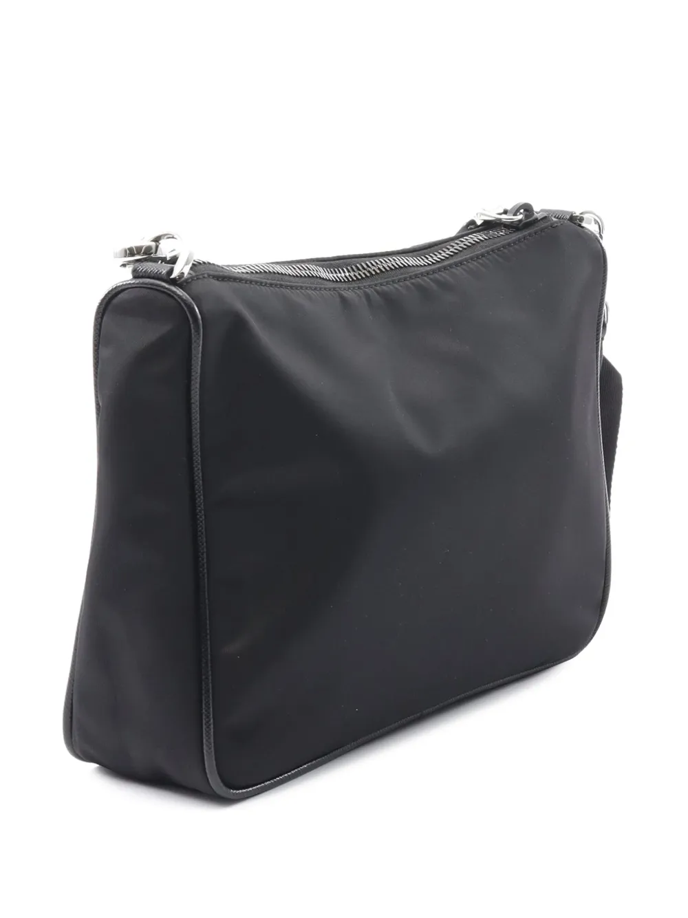 Pre-owned Prada 2013-2025 Re-nylon And Saffiano Shoulder Bag In Black