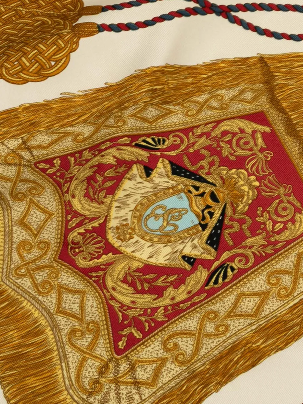Pre-owned Hermes 20th Century Poste Et Cavalerie Silk Scarf 90 Scarves In White