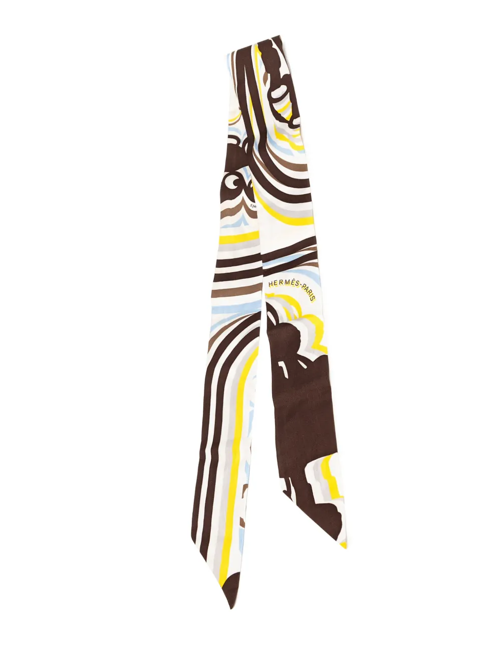 Pre-owned Hermes 2019-2020 Brides De Gala Shadow Twilly Silk Scarf Scarves In White