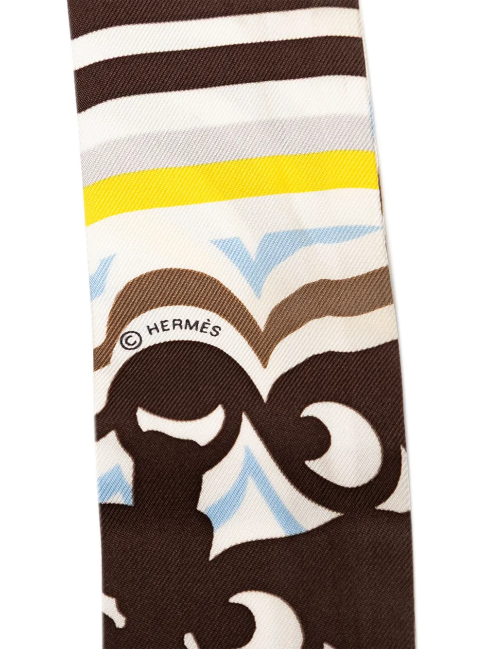 Pre-owned Hermes 2019-2020 Brides De Gala Shadow Twilly Silk Scarf Scarves In White