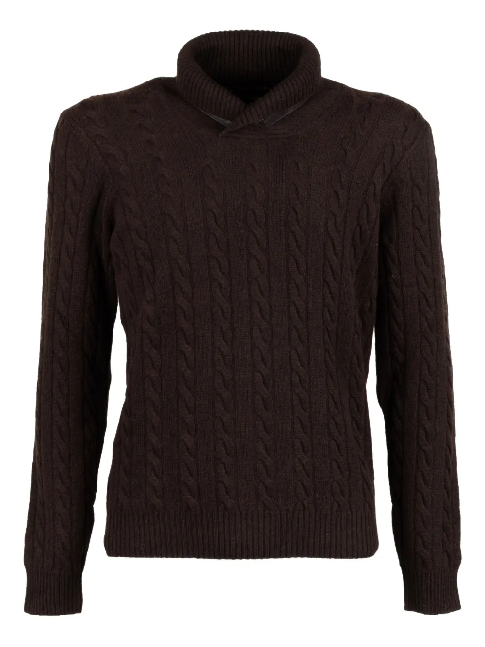 Moorer Cable-knit Roll-neck Sweater In Brown