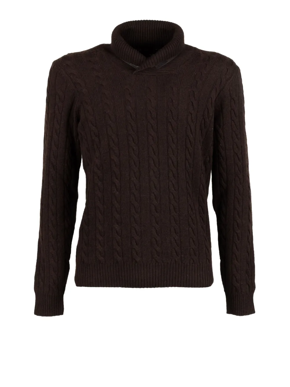Moorer Cable-knit Roll-neck Sweater In Brown