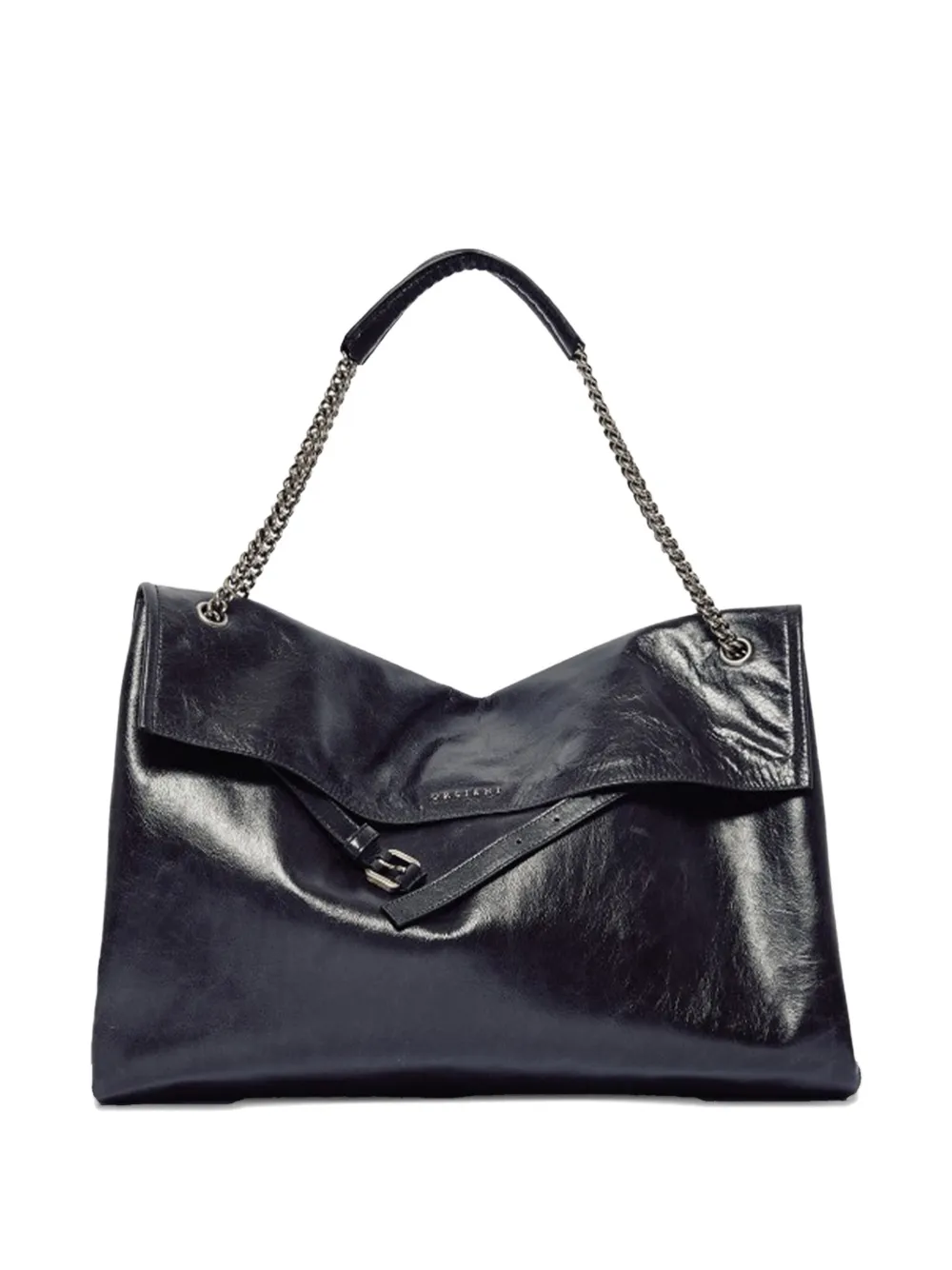 Orciani Midi Venus Gotham Buckle Shoulder Bag In Black