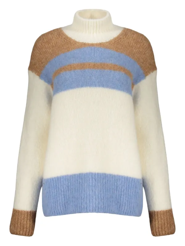 Herno Striped High-neck Sweater in White