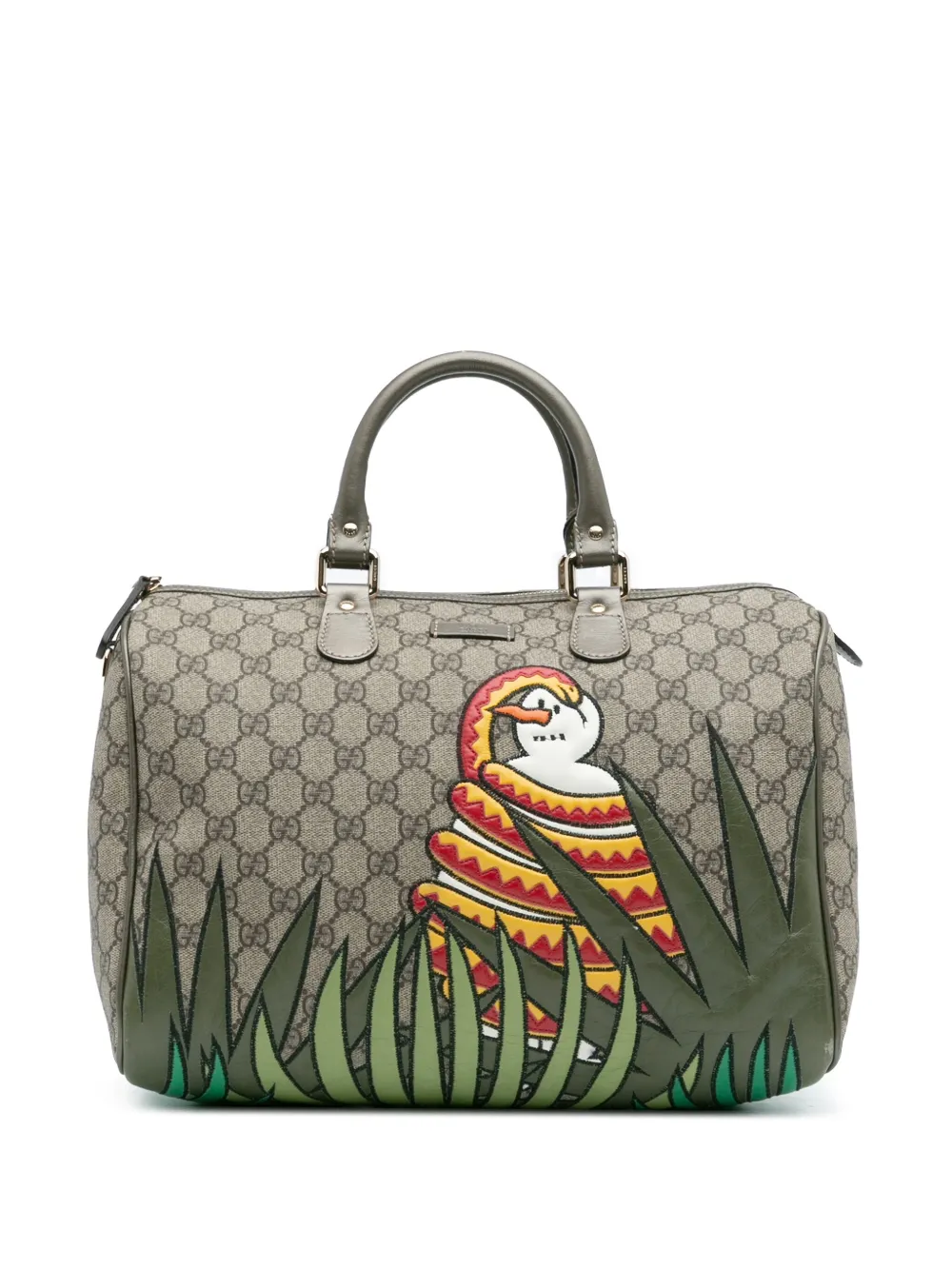 Gucci Pre-Owned 2000-2015 Unicef GG Supreme Snowman in Africa Joy boston bag | Brown | Image 1