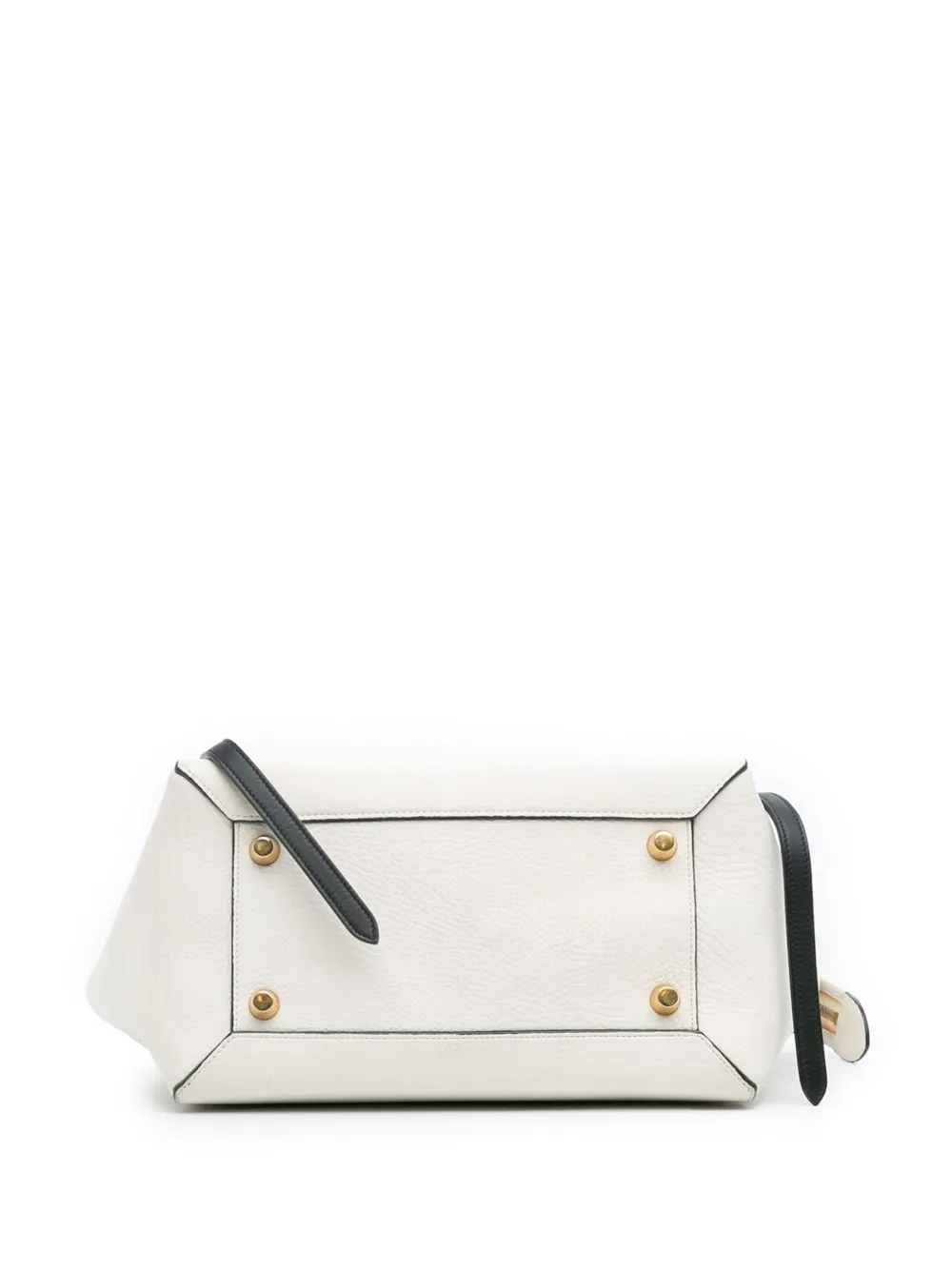 Pre-owned Celine 2014 Mini Bicolor Leather Belt Satchel In Black