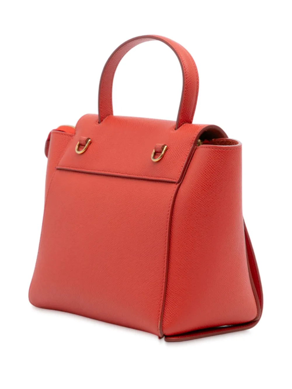 Pre-owned Celine 2018 Nano Grained Calfskin Belt Bag Satchel In Red