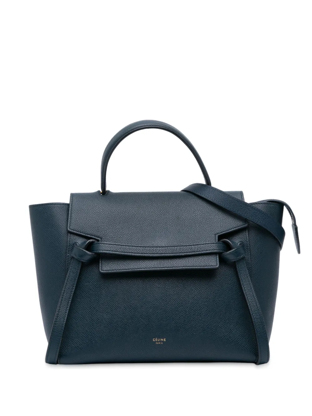 Pre-owned Celine 2017 Mini Grained Calfskin Belt Bag Satchel In Blue